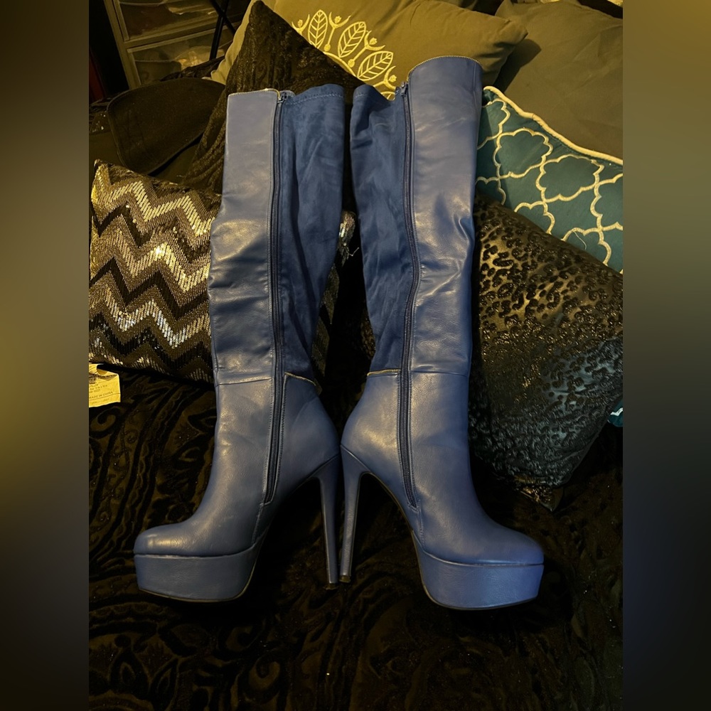 Blue Platform Boots